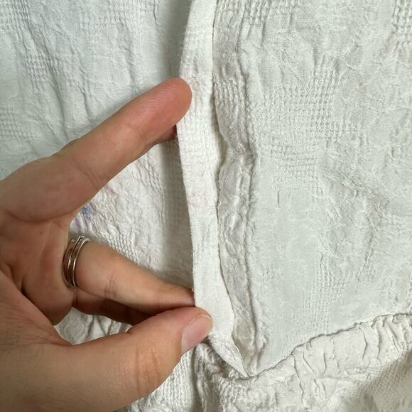 Line & Dot Dress Lia Multi Tier Mini Jacquard Button Collared Linen Cotton White - Picture 7 of 12